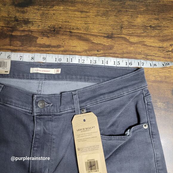 Levi's Jeans Size 14 Classic Straight Mid Rise Soft Hyper Sculpt Gray NWT - Picture 7 of 12